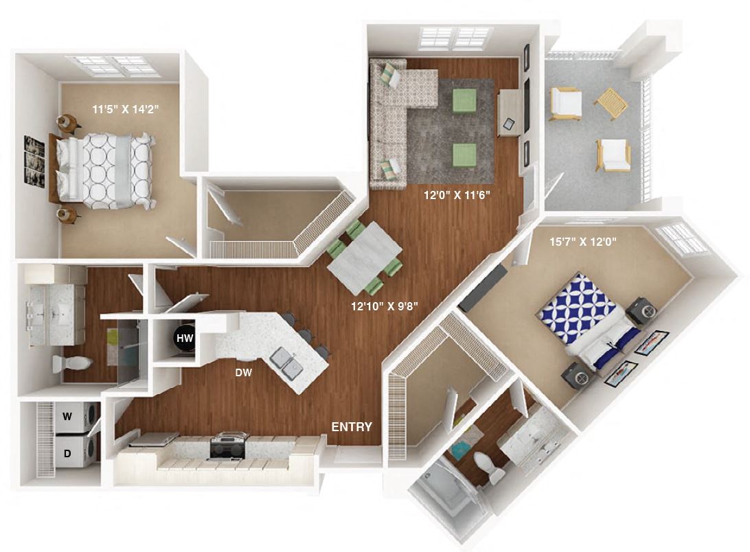 2 Bedroom Floor Plan